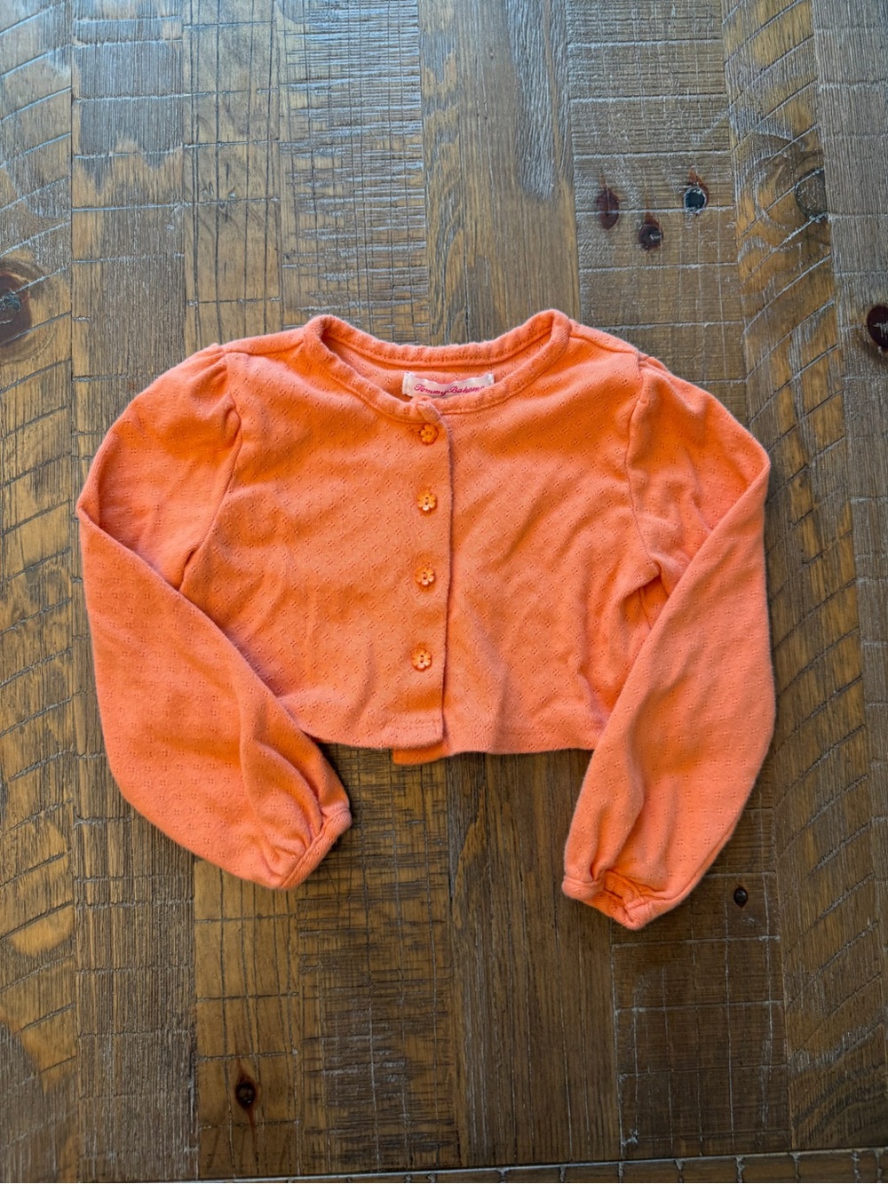 Tommy Bahama Pointelle Knit Orange Cardigan Sweater Toddler Girl 2T